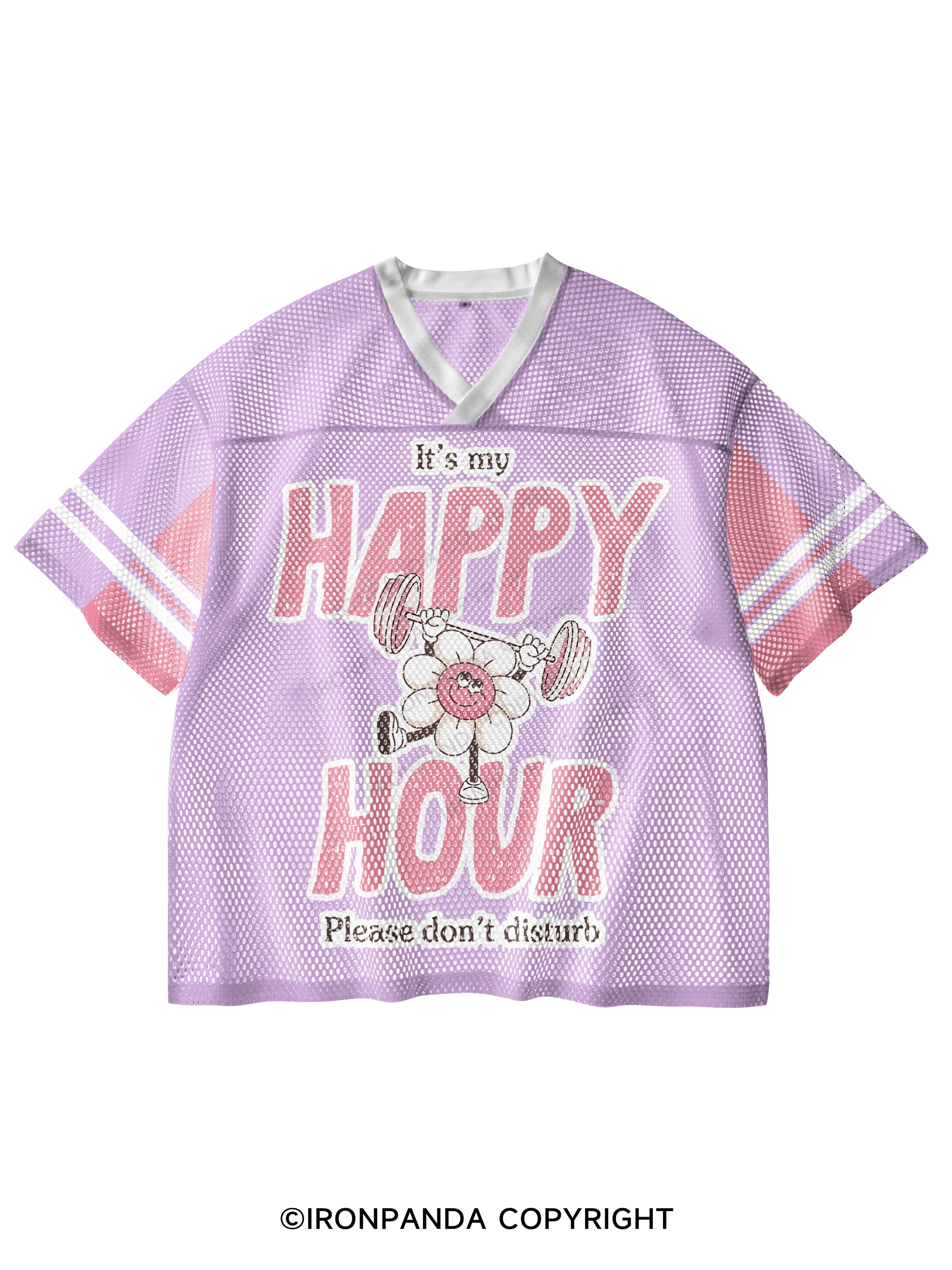 It's my happy hour, please don't disturb V-Neck Open Hole Mesh Top