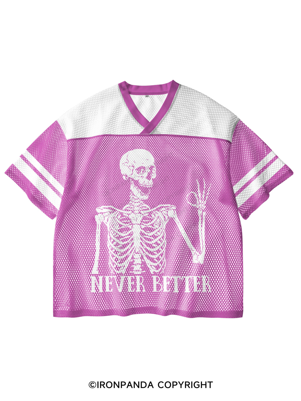 Never Better Skeleton V-Neck Open Hole Mesh Top