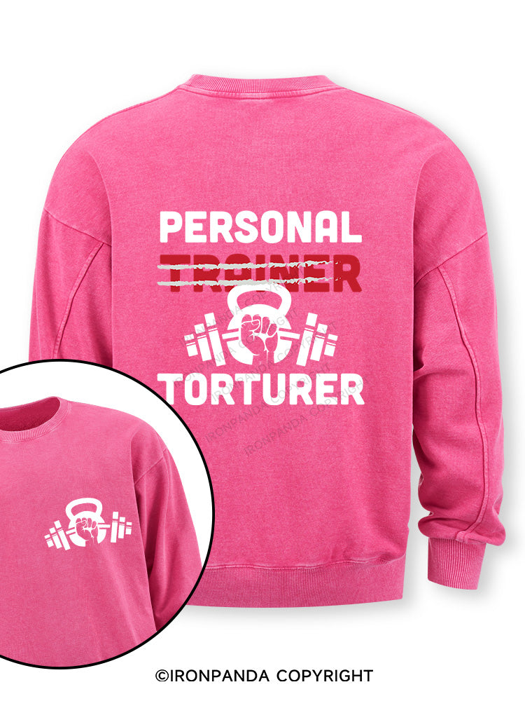 Personal Trainer torturer Double-Sided Printed Washed Sweatshirt