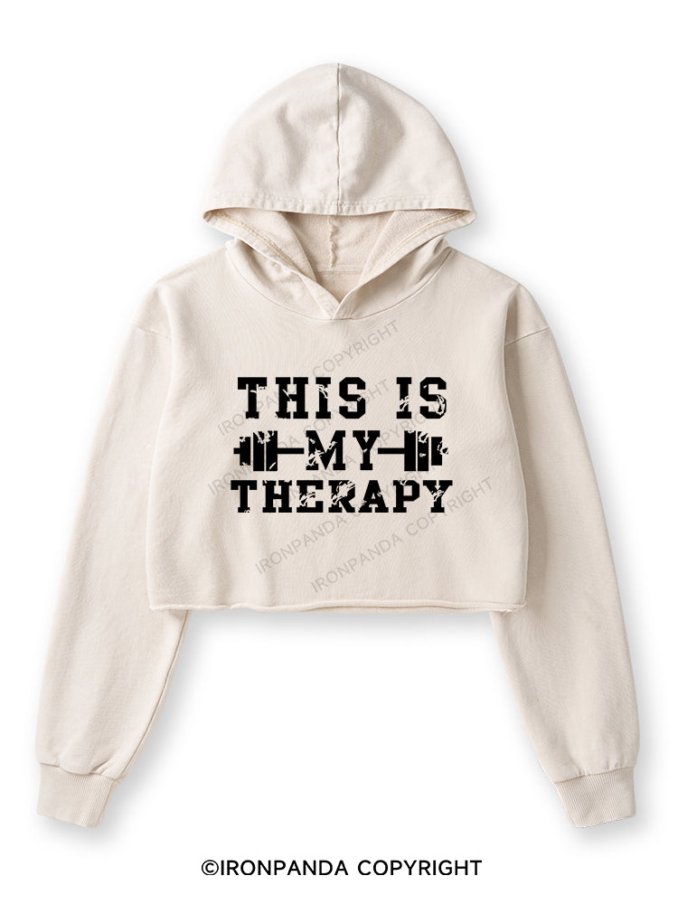 THIS IS MY THERAPY Washed Crop Hoodie