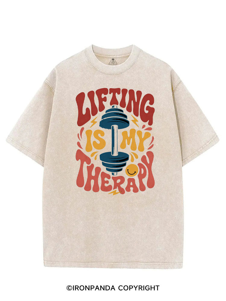LIFTING IS MY THERAPY FUNNY WORKOUT VINTAGE GYM SHIRT