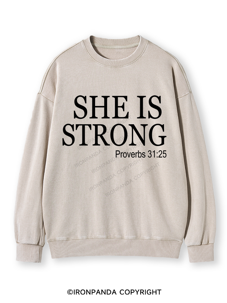 SHE IS STRONG Washed Sweatshirt