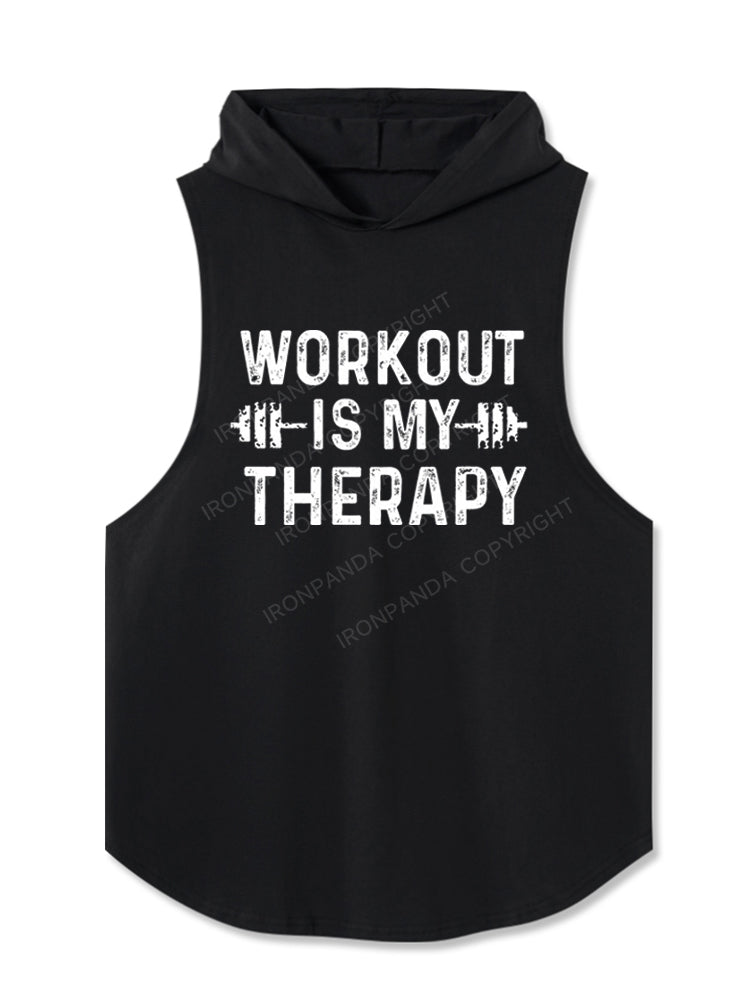 workout is my therapy Hooded Tank