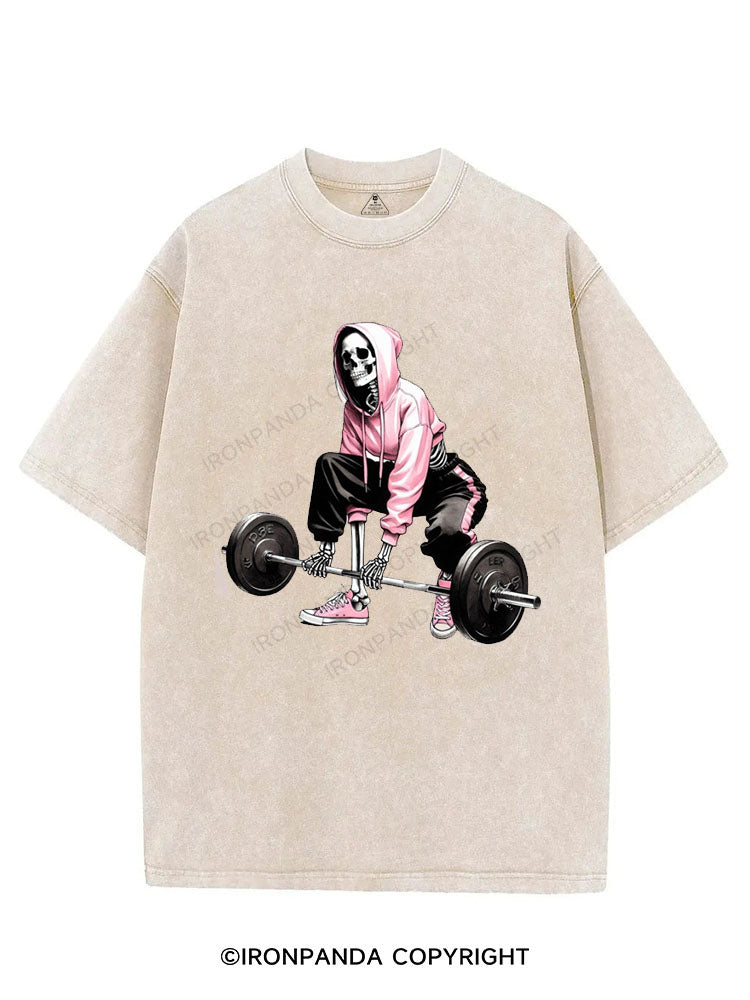 lift weights skull VINTAGE GYM SHIRT