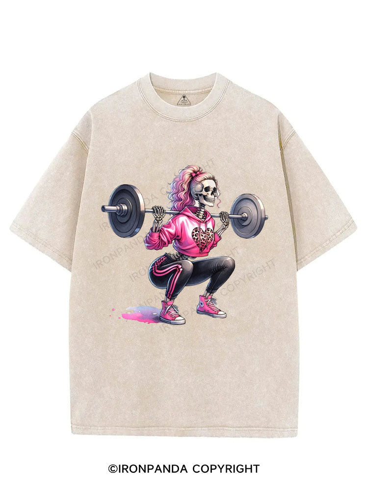 squat skull VINTAGE GYM SHIRT