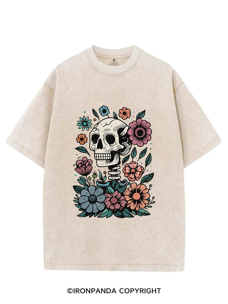 SKELETON WITH FLOWER VINTAGE GYM SHIRT