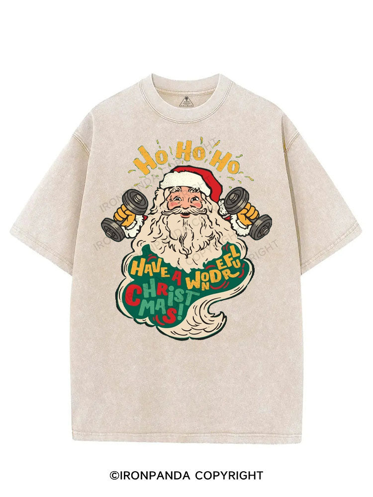 HO HO HO HAVE A WONDERFUL CHRISTMAS VINTAGE GYM SHIRT