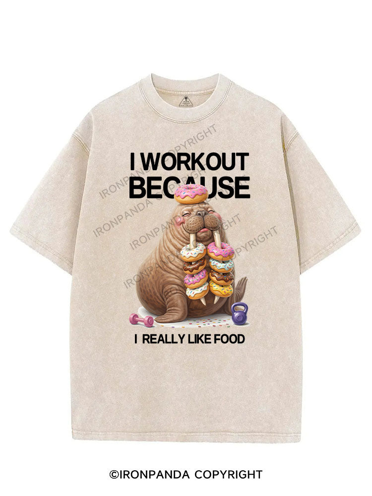 I WORKOUT BECAUSE I REALLY LIKE FOOD VINTAGE GYM SHIRT