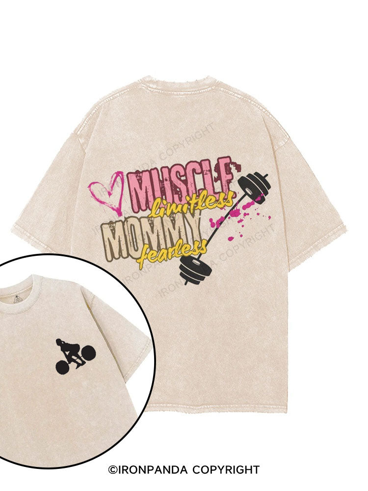 Muscle Mom , limitless, fearless printed Gym Shirt