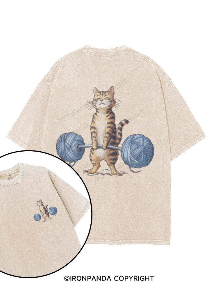 deadlift cat printed Gym Shirt