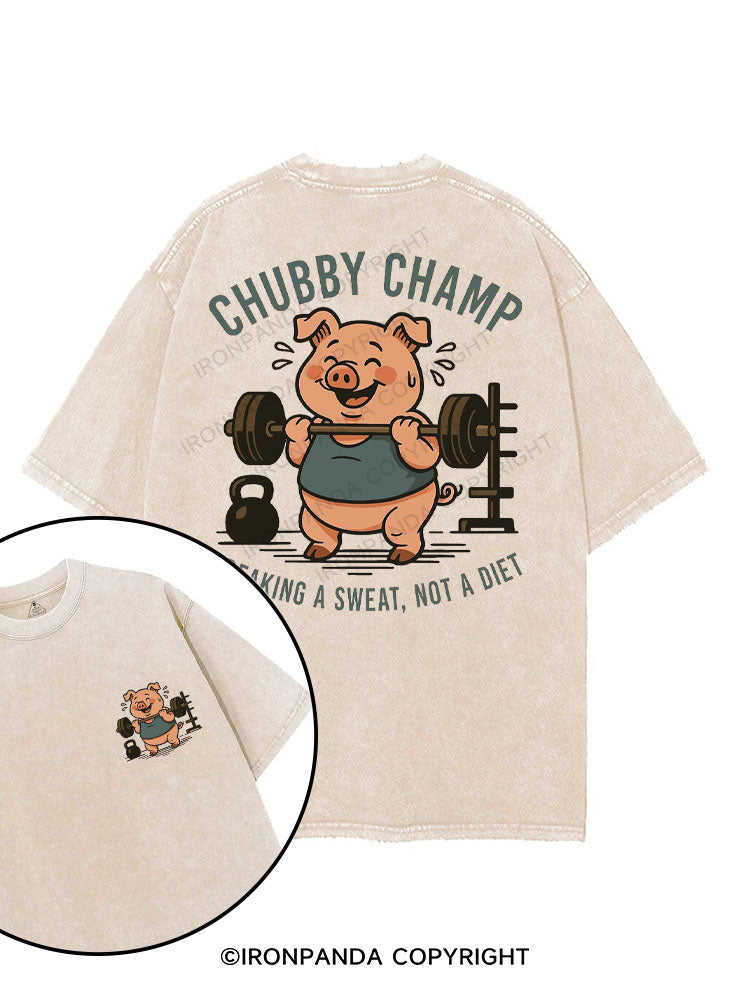 Chubby Pig Lifting Weights with Joy printed Gym Shirt
