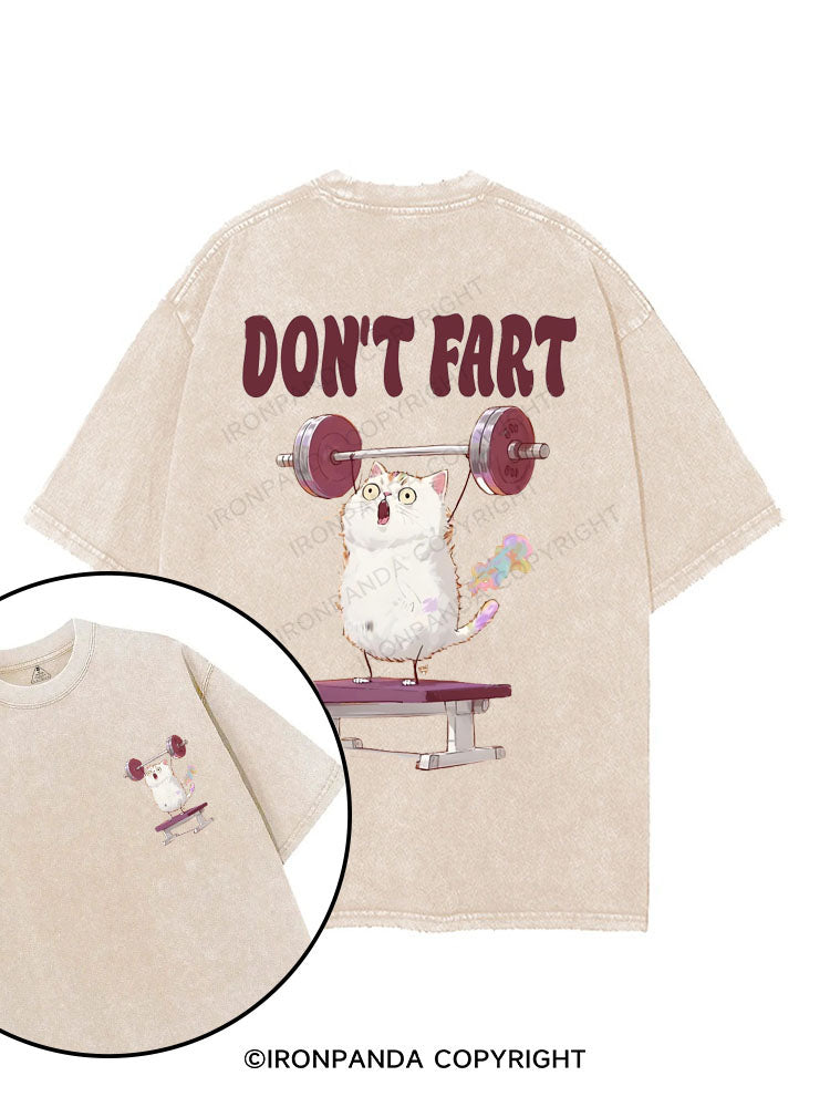 Don't fart cat printed Gym Shirt