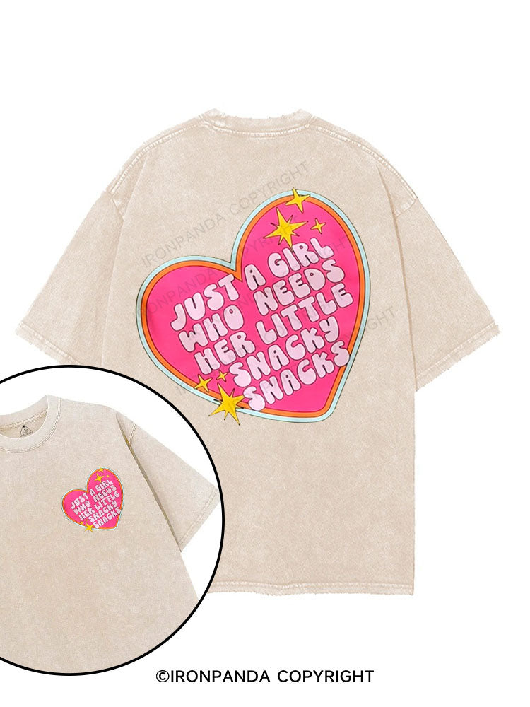 Just a girl who needs her little snacky snacks printed Gym Shirt