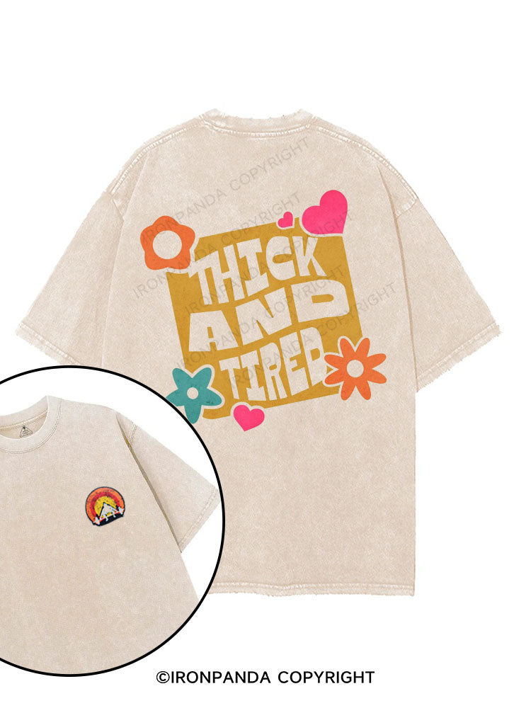 Thick And Tired  printed Gym Shirt