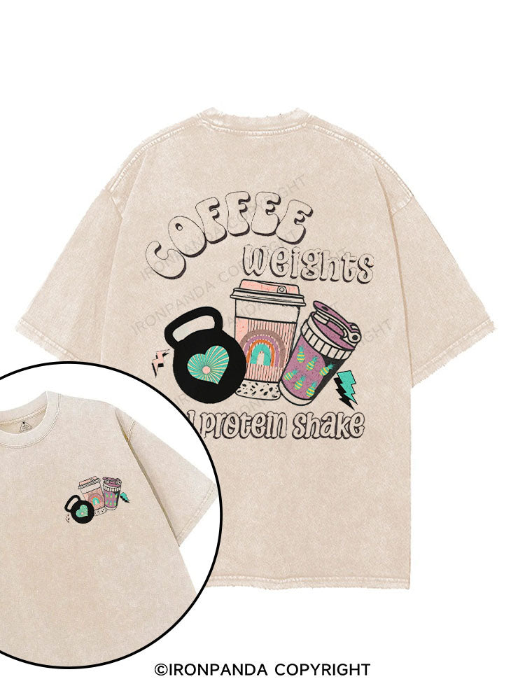 Coffee, Weights, Protein Shake printed Gym Shirt