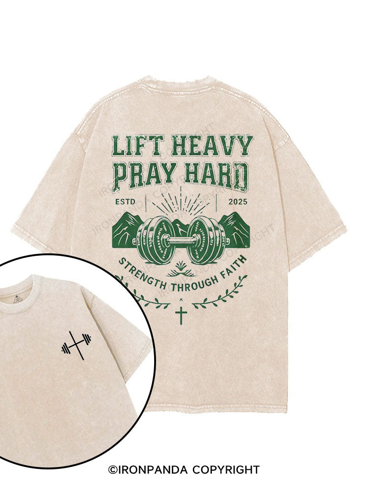 Lift heavy, pray hard printed Gym Shirt