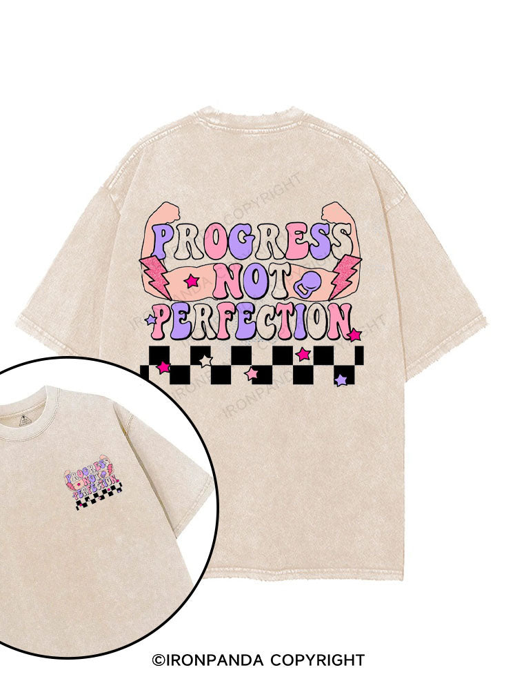 PROGRESS NOT PERFECTION printed Gym Shirt