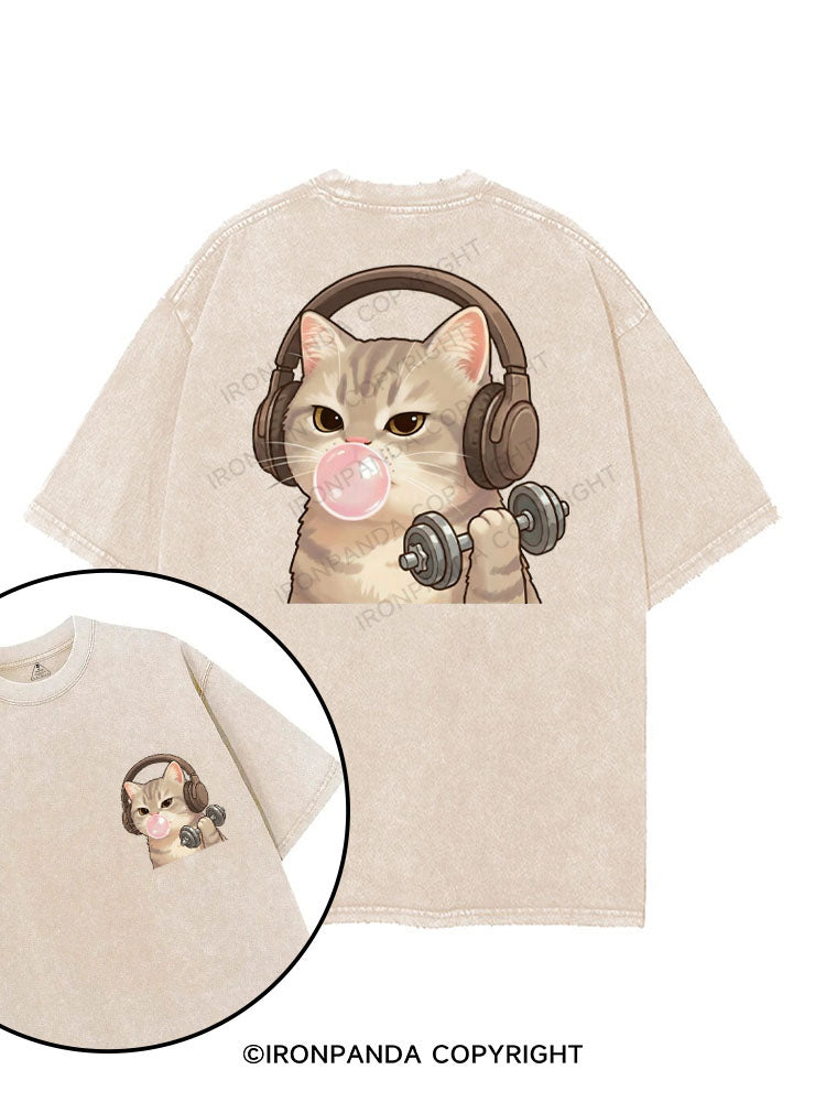 PUMP UP PURRFECTION printed Gym Shirt