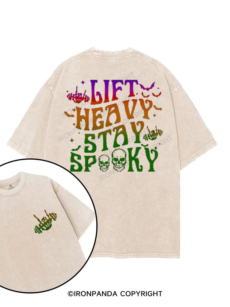 LIFT HEAVY STAY SPOOKY printed Gym Shirt