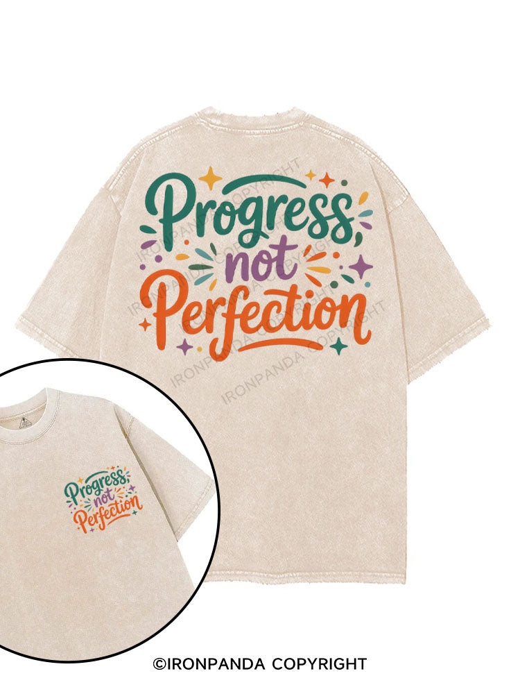 PROGRESS NOT PERFECTION printed Gym Shirt