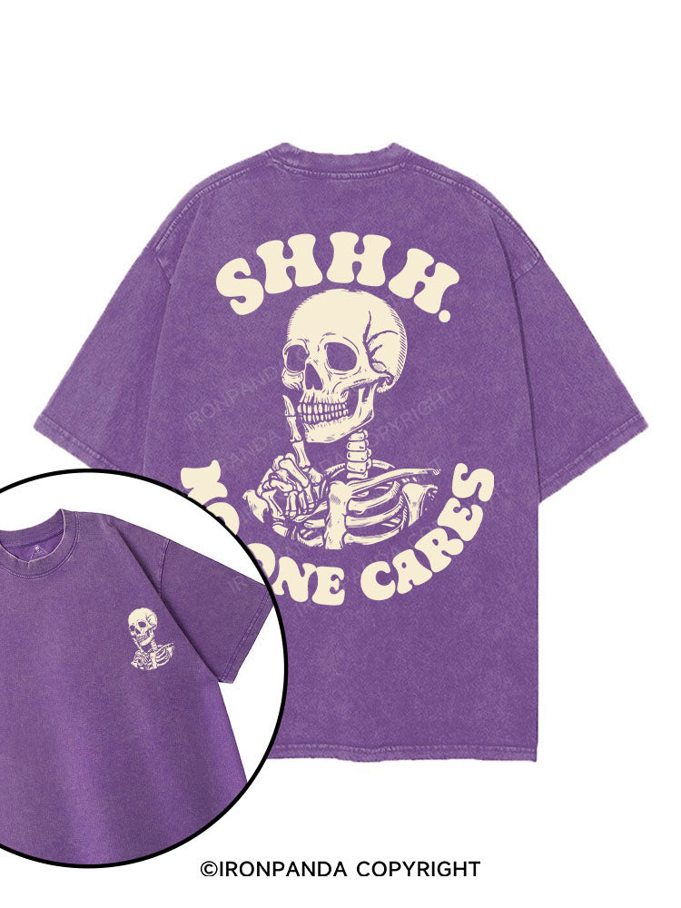 SHHH NO ONE CARES printed Gym Shirt