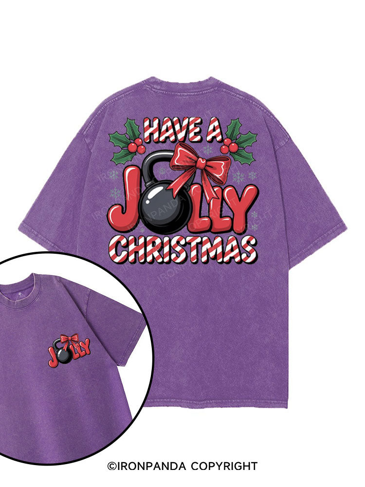 HAVE A JOLLY CHRISTMAS printed Gym Shirt
