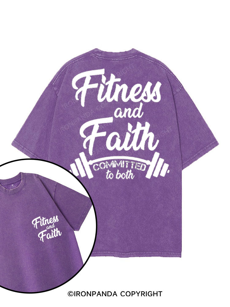 FITNESS AND FAITH COMMITTED TO BOTH printed Gym Shirt