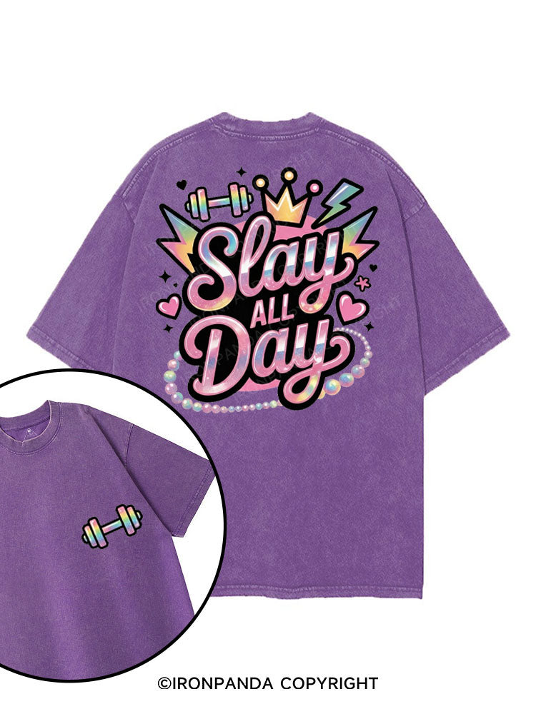 SLAY ALL DAY printed Gym Shirt