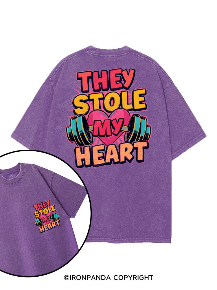 THEY STOLE MY HEART printed Gym Shirt