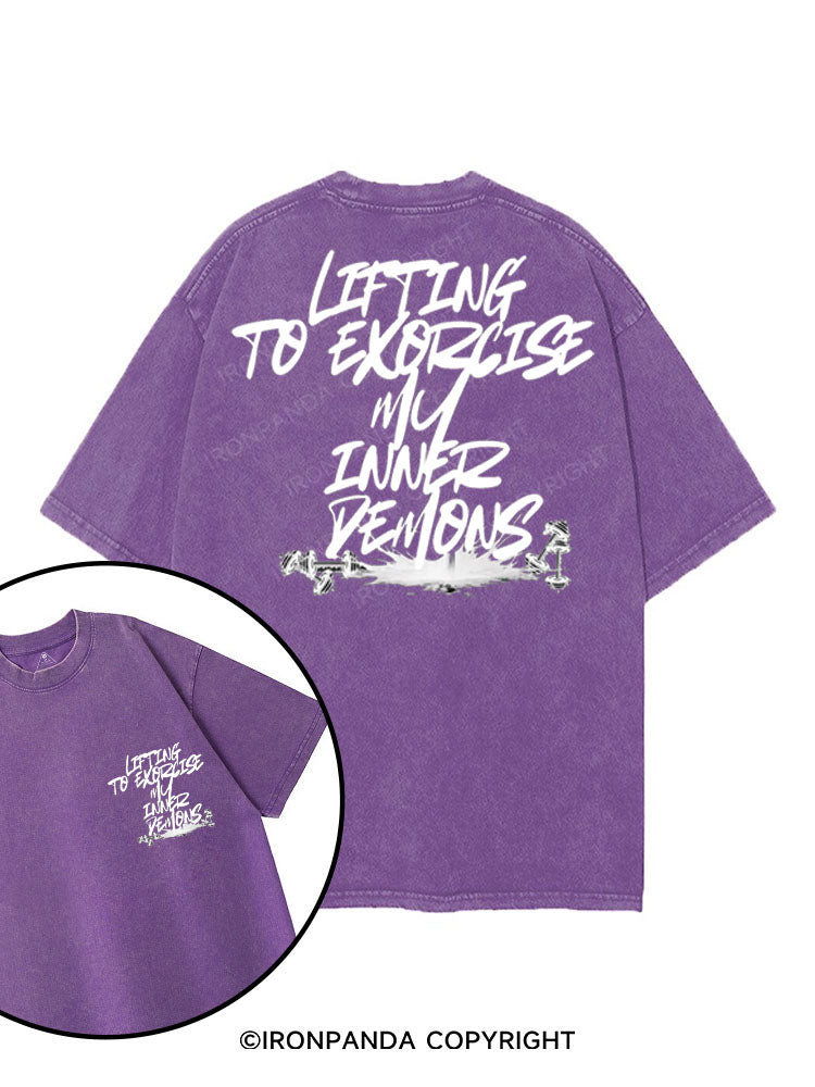 LIFTING TO EXORCISE MY INNER DEMONS printed Gym Shirt