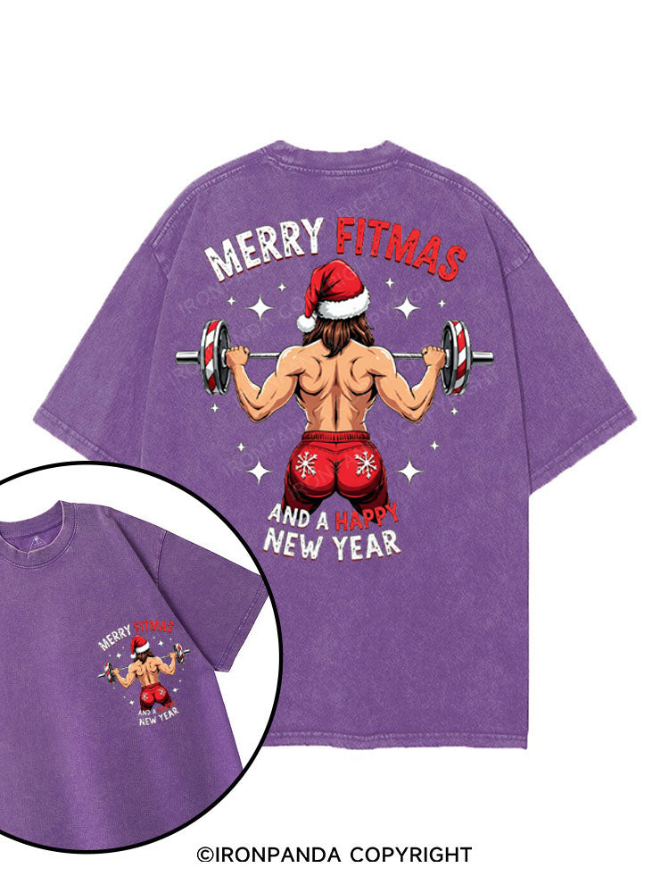 MERRY FITMAS AND A HAPPY NEW YEAR printed Gym Shirt