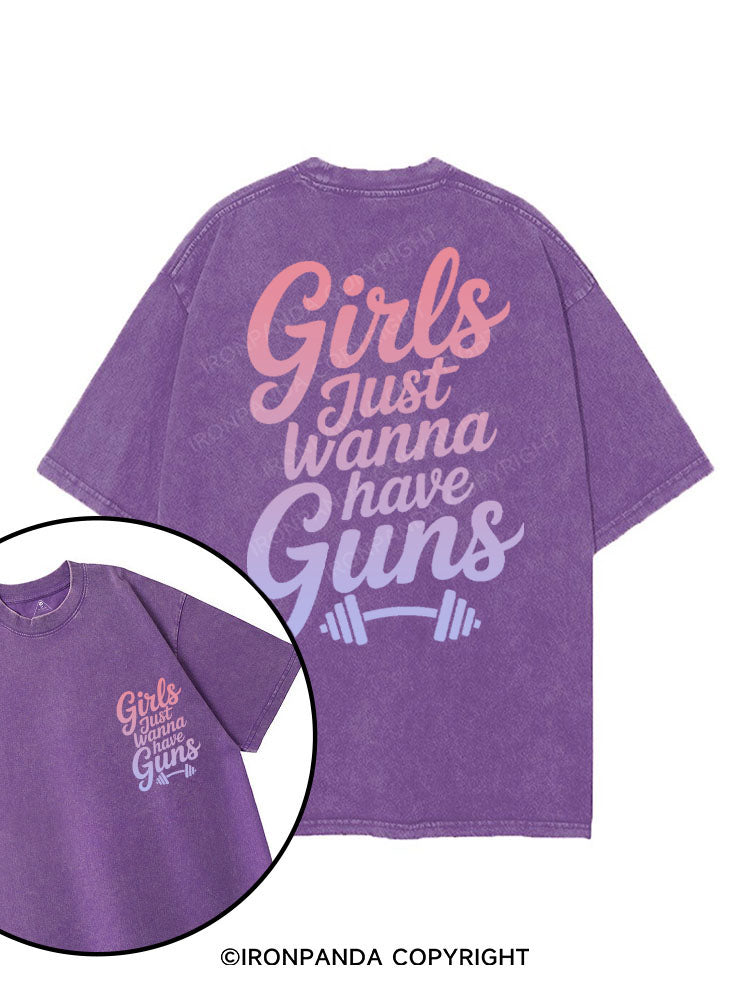 GIRLS JUST WANNA HAVE GUNS printed Gym Shirt