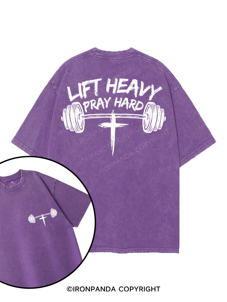 LIFT HEAVY PRAY HARD printed Gym Shirt