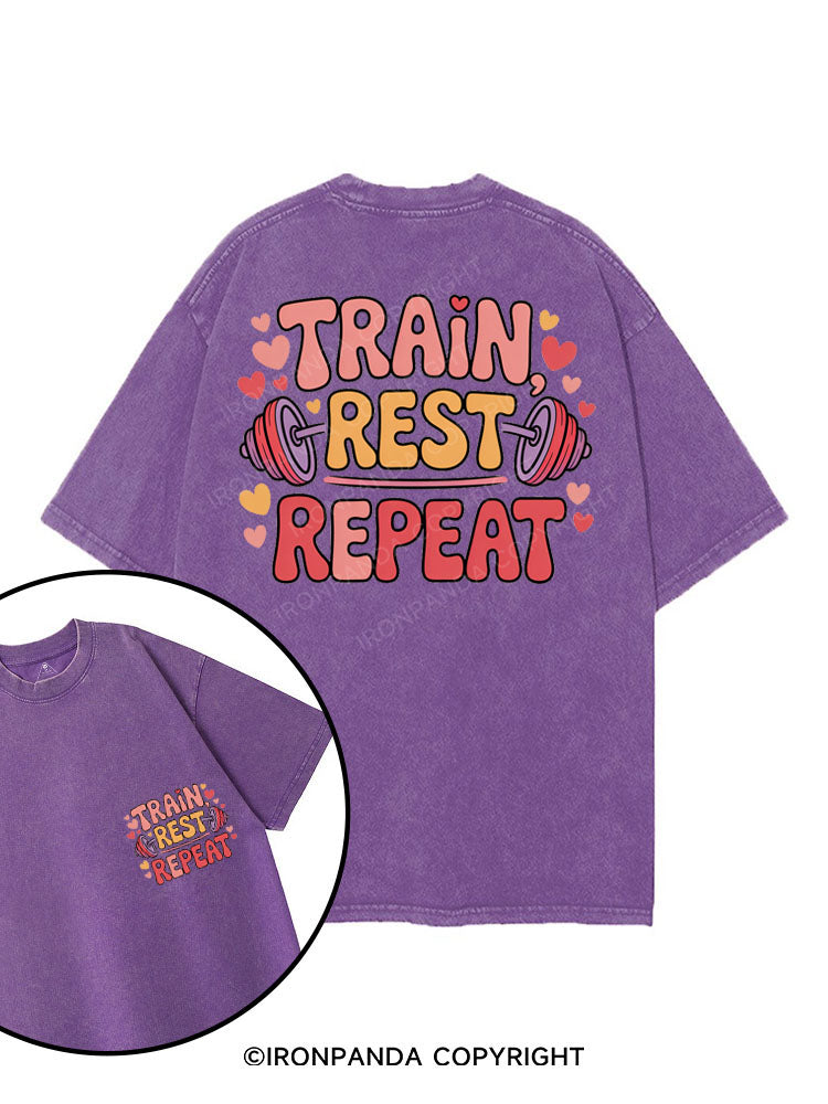 TRAIN, REST, REPEAT printed Gym Shirt