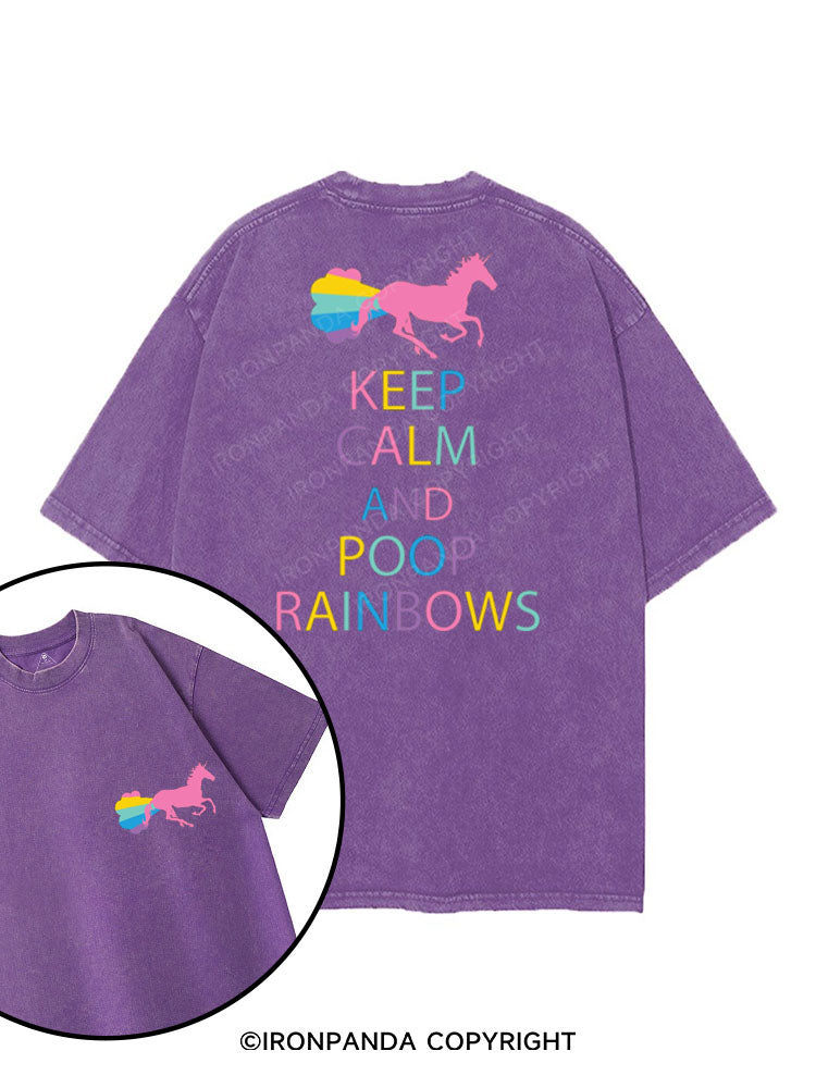 KEEP CALM AND POOP RAINBOWS printed Gym Shirt