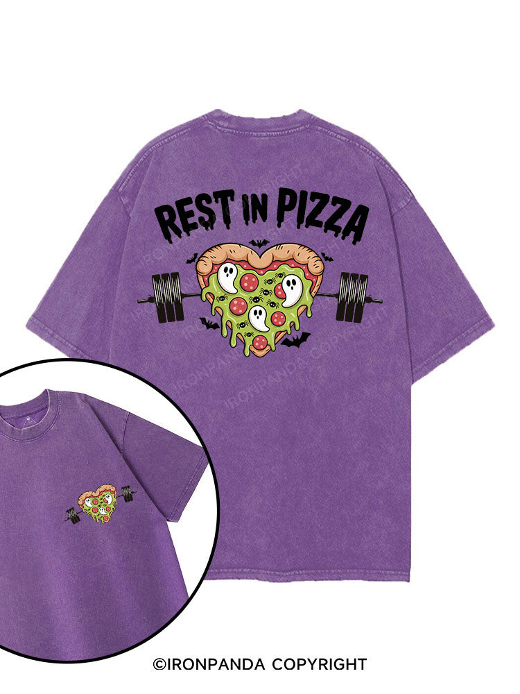REST IN PIZZA printed Gym Shirt