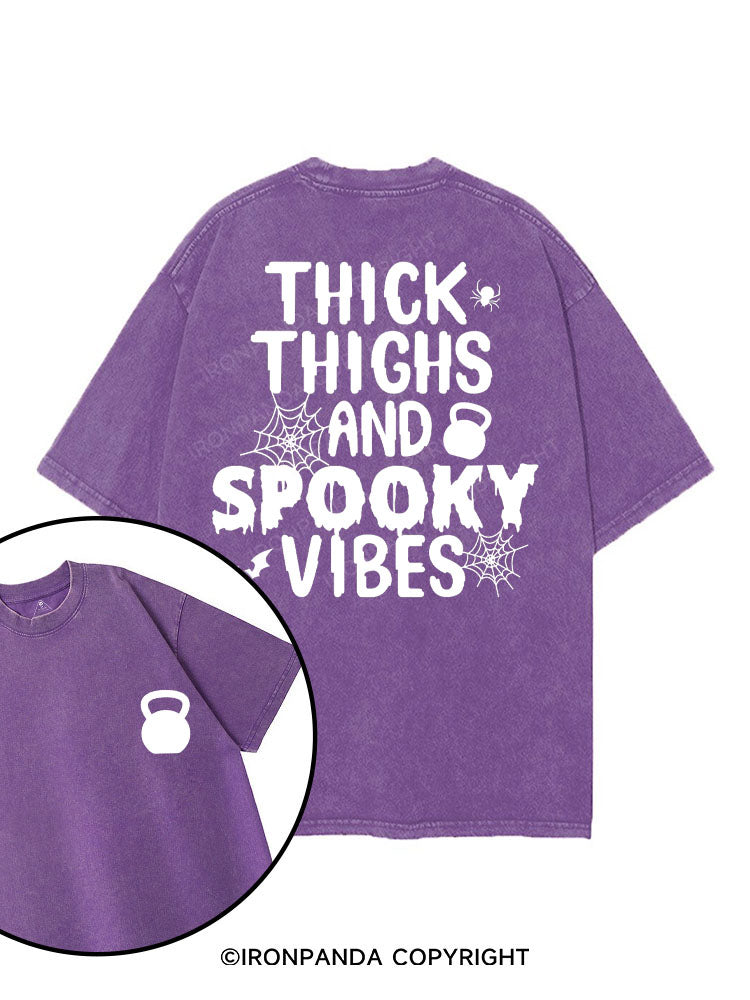 THICK THIGHS AND SPOOKY VIBES printed Gym Shirt