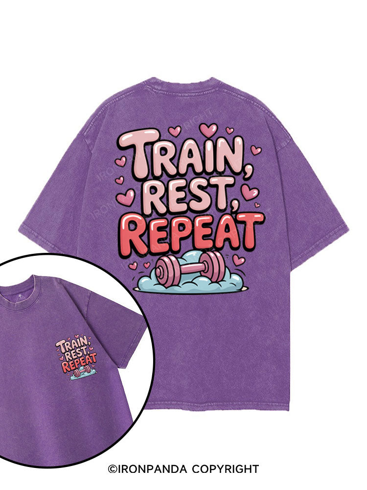 TRAIN, REST, REPEAT printed Gym Shirt