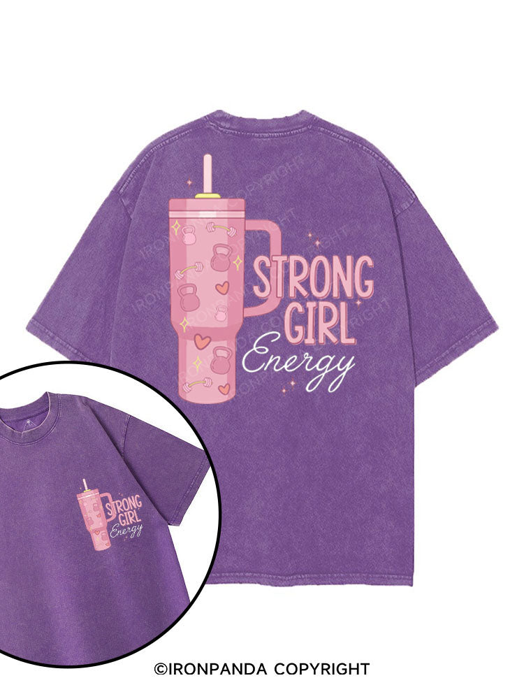 STRONG GIRL ENERGY printed Gym Shirt