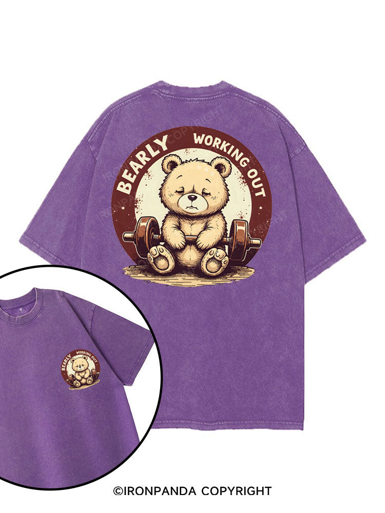 BEARLY WORKING OUT printed Gym Shirt