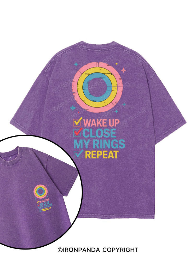 WAKE UP CLOSE MY RINGS REPEAT printed Gym Shirt