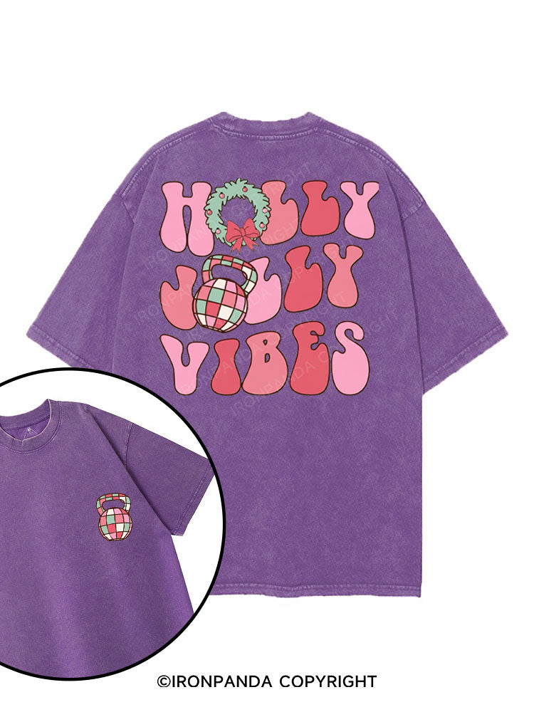 HOLLY JOLLY VIBES printed Gym Shirt