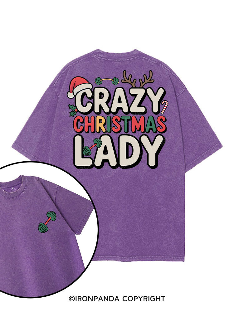 CRAZY CHRISTMAS LADY printed Gym Shirt