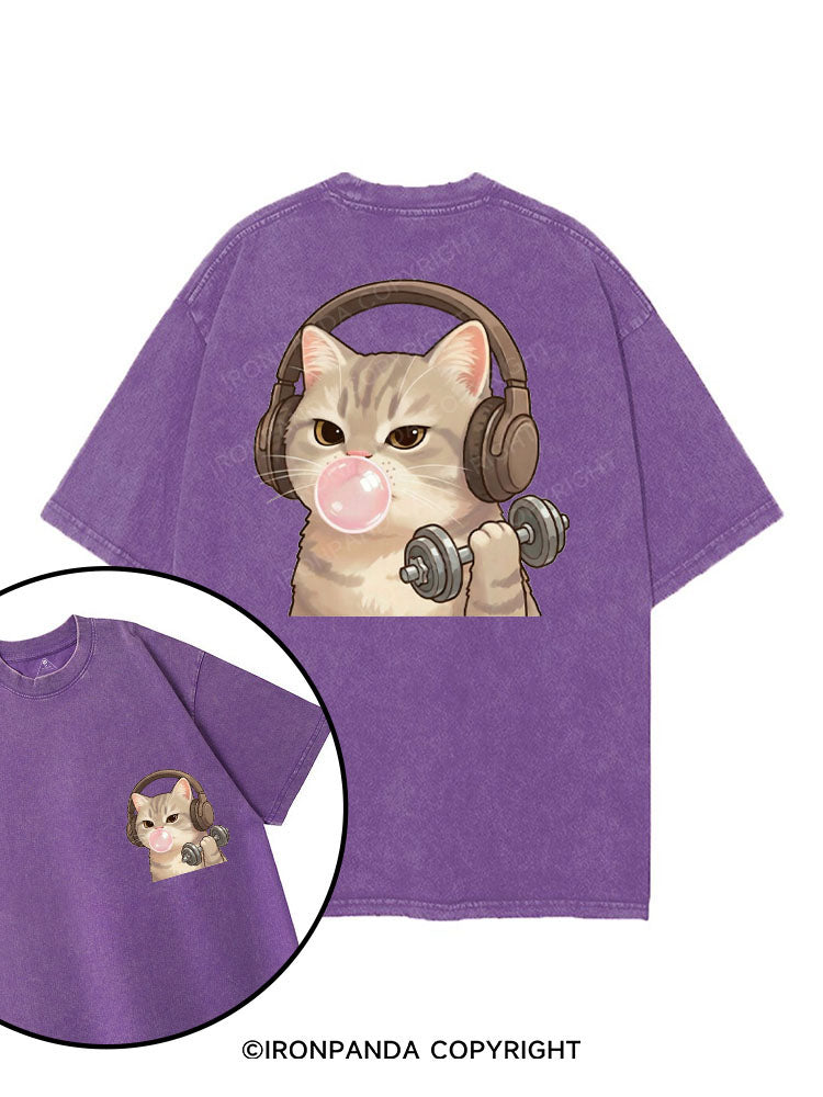 PUMP UP PURRFECTION printed Gym Shirt
