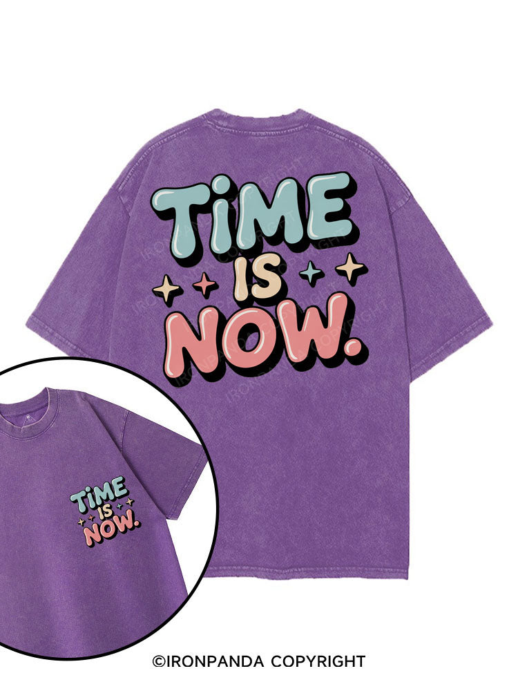 TIME IS NOW printed Gym Shirt