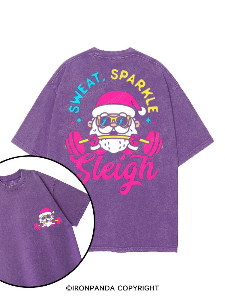SWEAT, SPARKLE, SLEIGH printed Gym Shirt