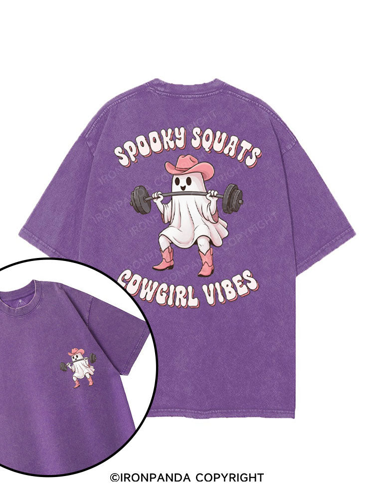 SPOOKY SQUATS COWGIRL VIBES printed Gym Shirt