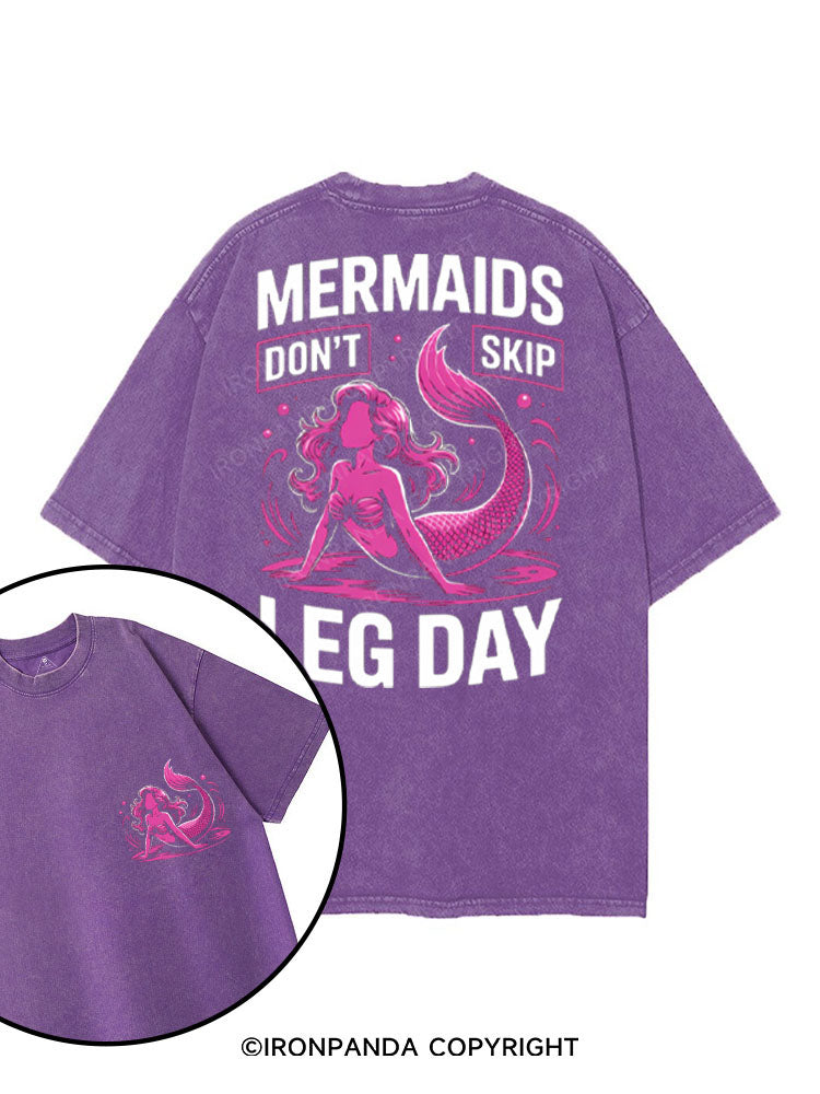 MERMAIDS DON'T SKIP LEG DAY printed Gym Shirt
