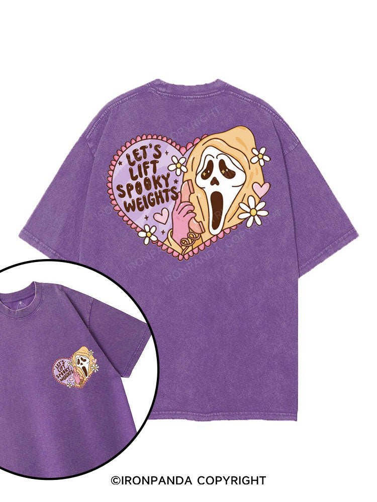 LET'S LIFT SPOOKY WEIGHTS printed Gym Shirt