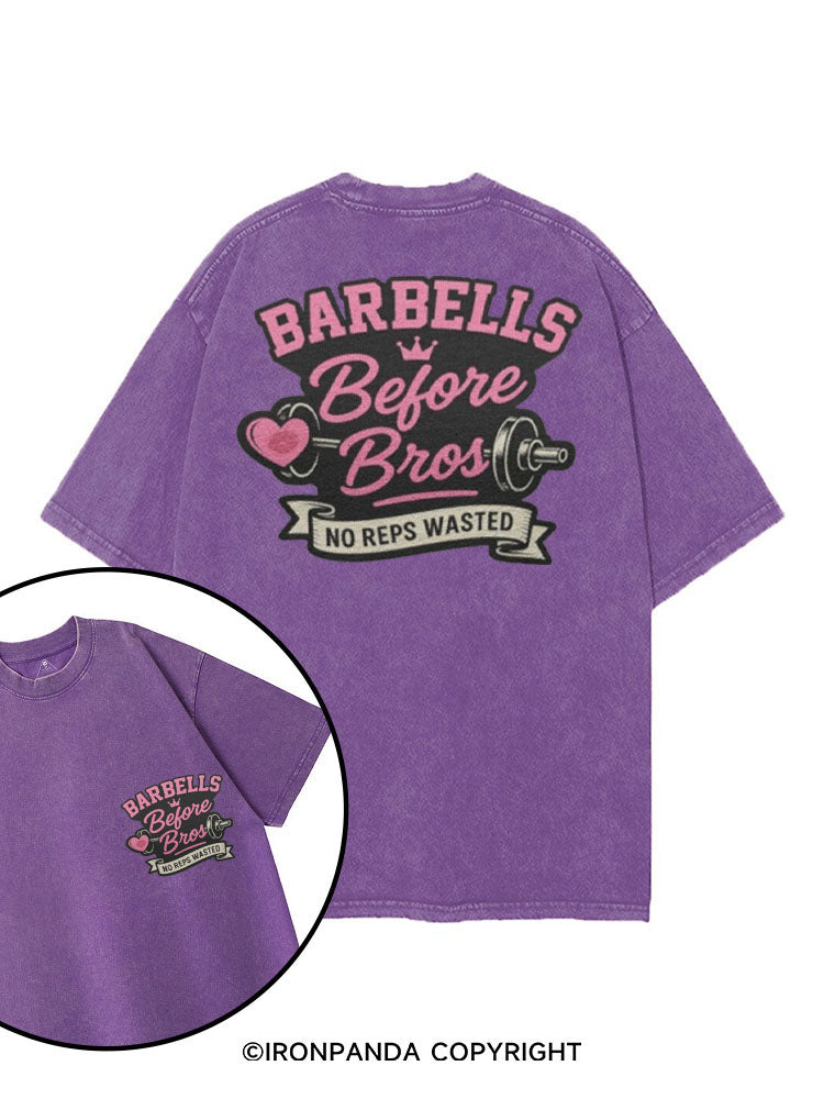 BARBELLS BEFORE BROS NO REPS WASTED printed Gym Shirt